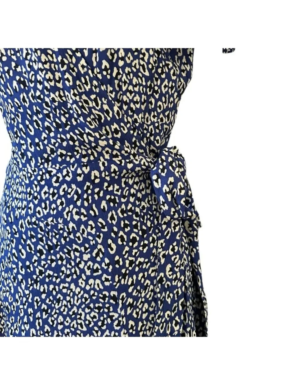 NWT Free People | Women's Blue White Animal Leopard Print Wrap Maxi Dress Size M